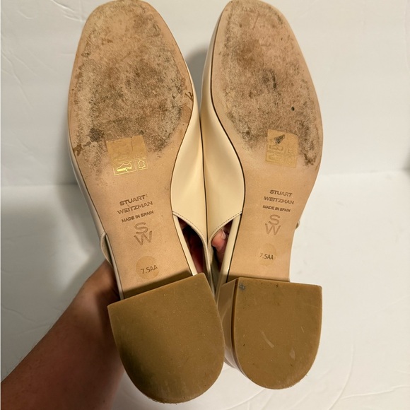 Stuart Weitzman Tia 75 Slingback Pumps Liquid Metallic Nude - Picture 9 of 10